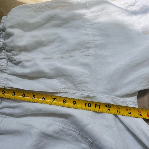 Johnny Was MARIPOSA White Linen Embroidered Cargo Pant Size Large - Picture 6 of 7